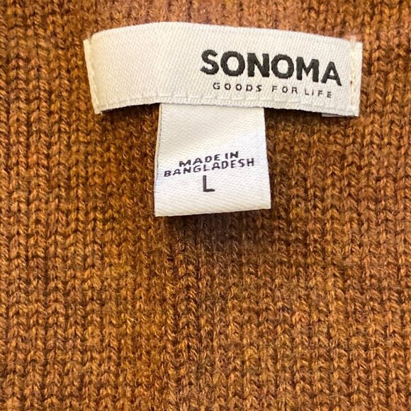 Sonoma Cable Knit Sweater In Warm Chestnut Brown - Size Large - Picture 9 of 14